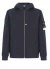 Stone Island Hooded Deep Blue Jacket In Black
