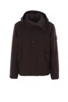 Stone Island Hooded Button-fastening Coat In Brown