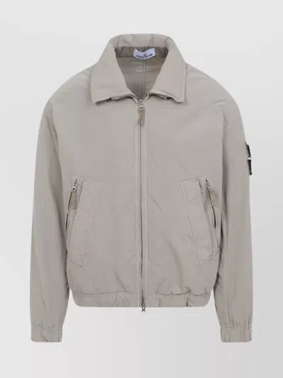Stone Island Collar Pockets Cuffs High Neck In Gray