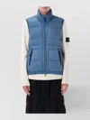 Stone Island Collar Puffer Vest With Side Zip Pockets In Blue