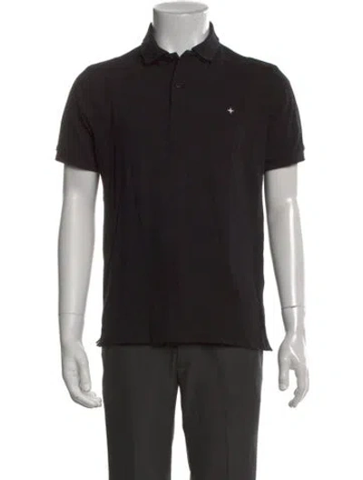 Pre-owned Stone Island Collar Short Sleeve Polo Shirt In Black