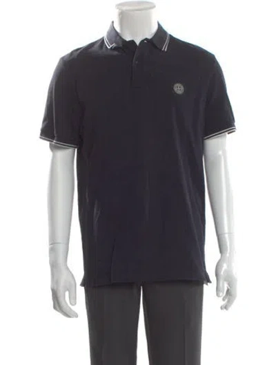 Pre-owned Stone Island Collar Short Sleeve Polo Shirt In Blue