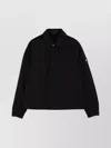 Stone Island Collared Denim Jacket Featuring Front Pockets In Black