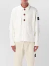 Stone Island Collared Design Cotton Knit-look Jacket In White