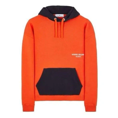 Stone Island Color Blocked Hoodie 'orange Black'