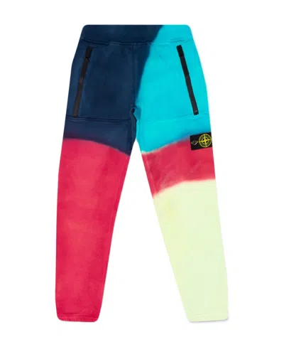 Stone Island Colour-block Cotton Track Trousers In Green