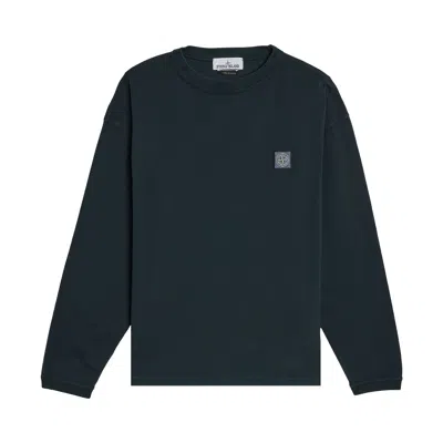 Pre-owned Stone Island Combed Organic Cotton Long-sleeve T-shirt 'navy Blue' | Men's Size M