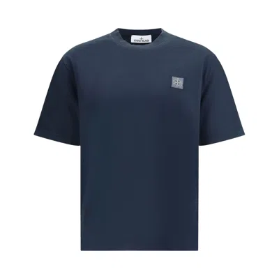 Pre-owned Stone Island Combed Organic Cotton T-shirt 'navy Blue' | Men's Size M