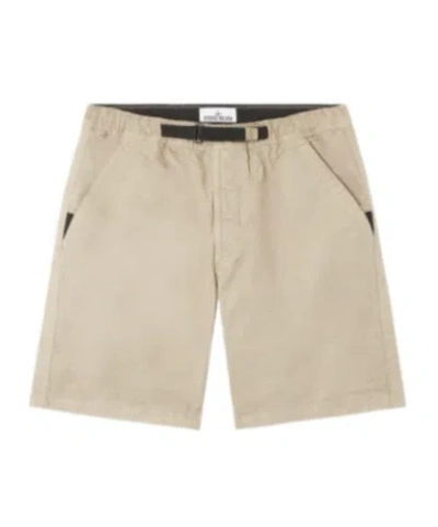Stone Island Comfort Fit Bermuda Shorts With Panama Weave In Biscuits