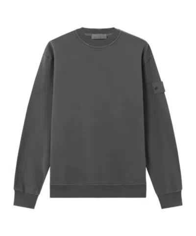 Stone Island Comfort-fit Crewneck Sweatshirt With Ribbed Trims In Gray