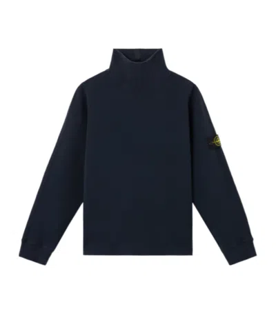 Stone Island Comfort-fit Mock Neck Sweatshirt With Back Yoke Detail In Blue