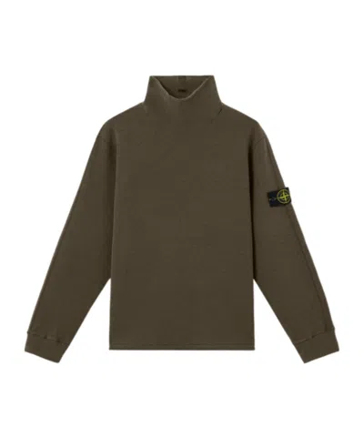 Stone Island Comfort-fit Mock Neck Sweatshirt With Back Yoke Detail In Green