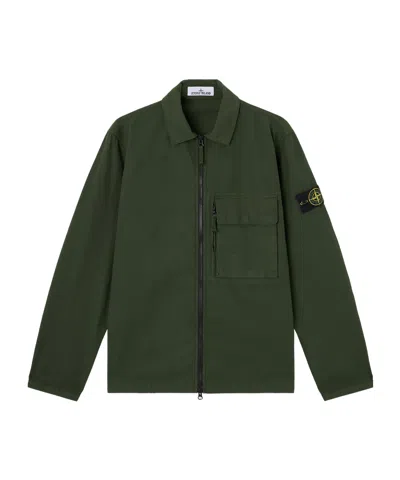 Stone Island Comfort-fit Overshirt With Layered Chest Pockets In Green