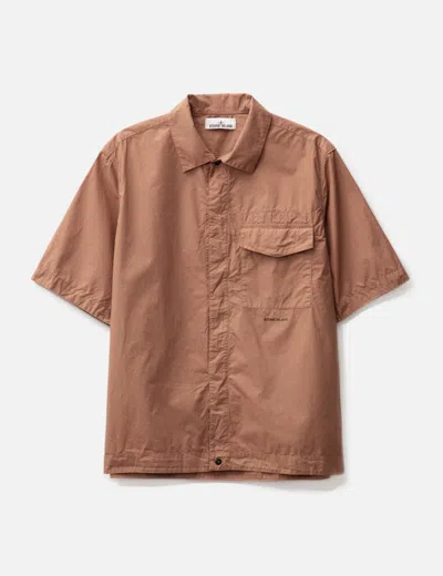 Stone Island Comfort Fit Short-sleeve Overshirt In Orange