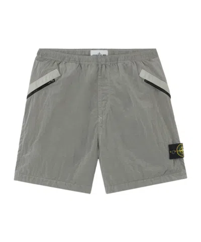 Stone Island Comfort-fit Shorts With Elasticated Waist In Gray