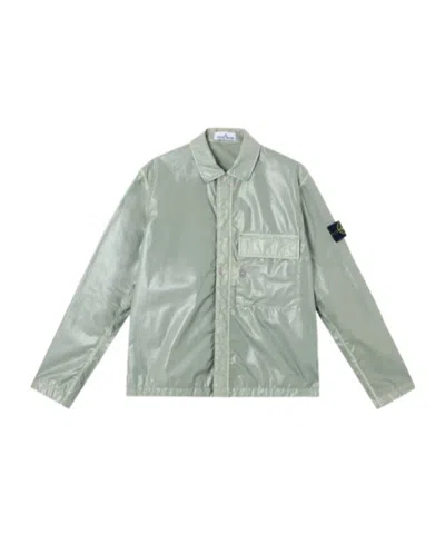 Stone Island Comfort Fit Water-and Wind-resistant Shirtjacket In Green