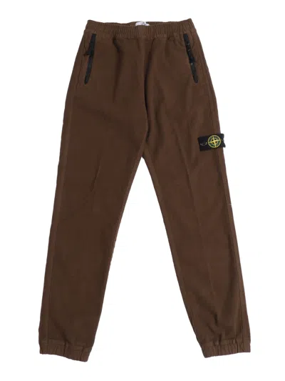 Stone Island Kids' Comfort Pants In Brown