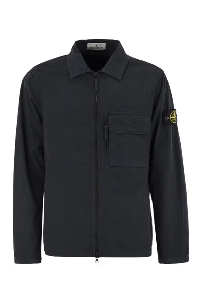 Stone Island Comfortable Overshirt With Overlapping Pockets On The Chest In Black