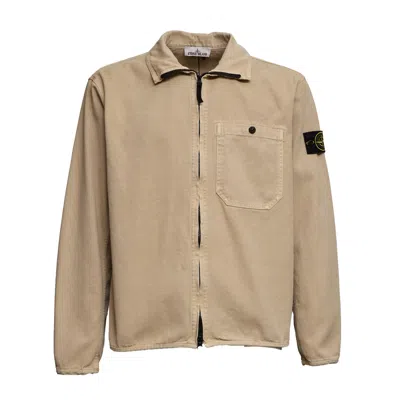 Stone Island Comfort Fit Overshirt In Organic Cotton In Neutral