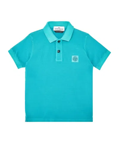 Stone Island Compass Appliqué Cotton Polo Shirt In Green