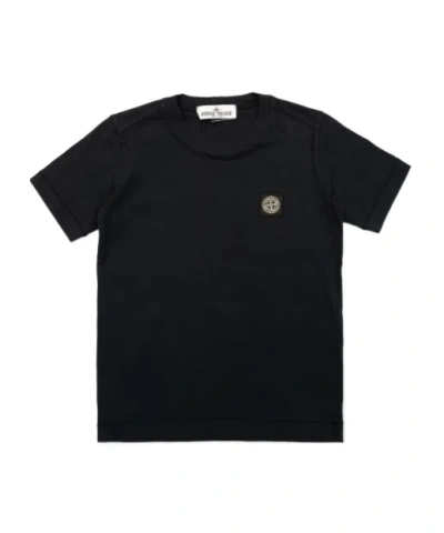Stone Island Compass-appliqué Cotton T-shirt In Blue