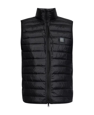 Stone Island Compass-appliqué Gilet In Black