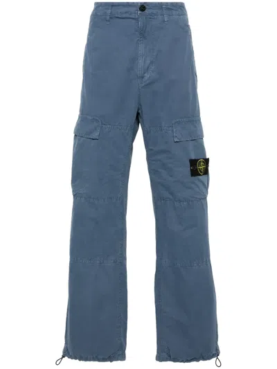Stone Island Compass-badge Cargo Trousers In Blue