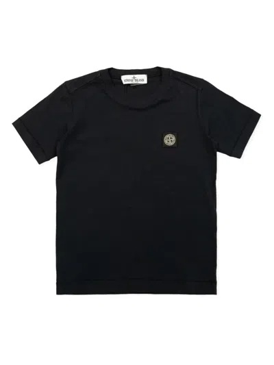 Stone Island Kids' Compass-appliqué Cotton T-shirt In Black