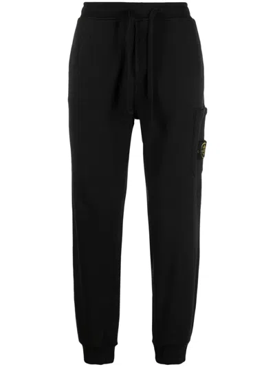 Stone Island Patch-pocket Drawstring Trousers In Black