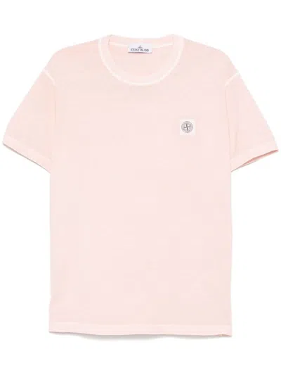 Stone Island T-shirt Mit Kompass-applikation In V0182 Antique Rose