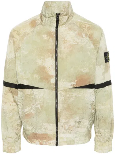 Stone Island Compass-motif Jacket In Neutrals