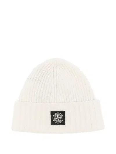 Stone Island Kids' Compass-badge Beanie In White