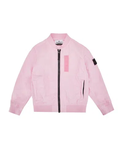 Stone Island Compass-badge Bomber Jacket In Pink