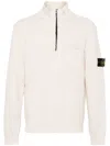 Stone Island Short Zip Bouclé Jumper In Neutrals