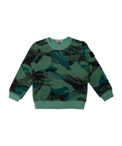 Stone Island Compass-badge Camouflage Sweatshirt In Emerald