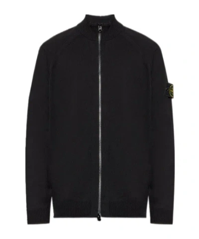 Stone Island Compass-badge Cardigan In Black
