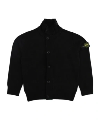 Stone Island Compass-badge Cardigan In Black