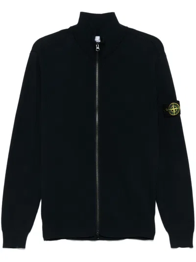 Stone Island Compass-badge Cardigan In Blue