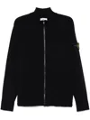 Stone Island Logo Patch Zip-up Bomber Jacket In Blue