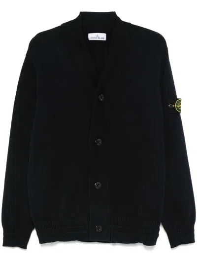 Stone Island Compass-badge Cardigan In Black