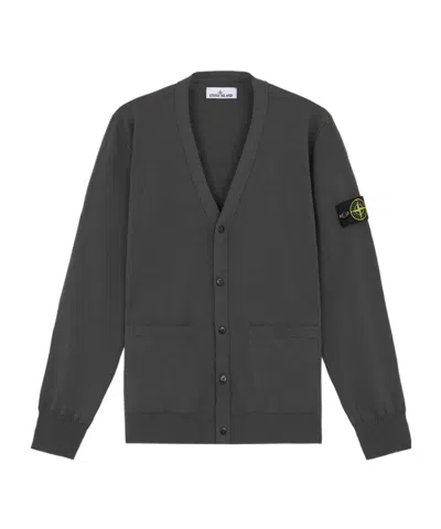 Stone Island Compass-badge Cardigan In Gray