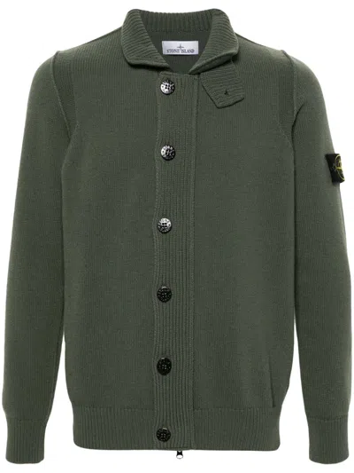 Stone Island Compass-badge Cardigan In Green