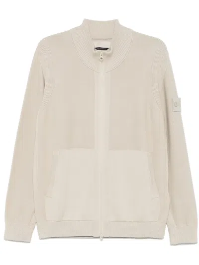 Stone Island Compass-badge Cardigan In Neutrals