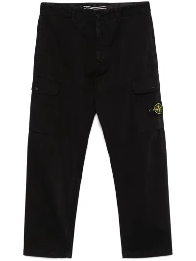 Stone Island Compass-badge Cargo Pants In 黑色