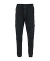 Stone Island Black Slim Cargo Pants With Elasticated Waist And Logo Patch In Stretch Cotton Man In Black