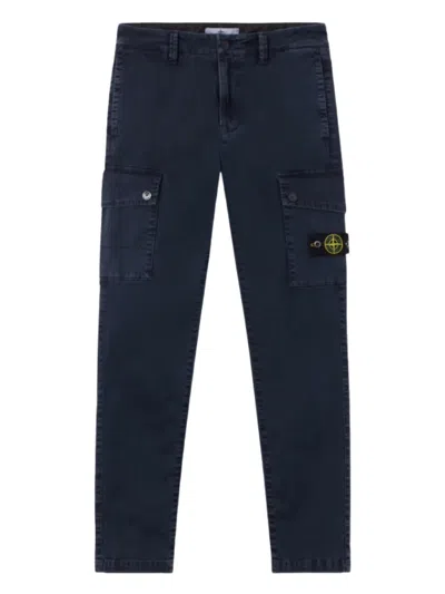 Stone Island Kids' Compass-badge Cargo Pants In Blue