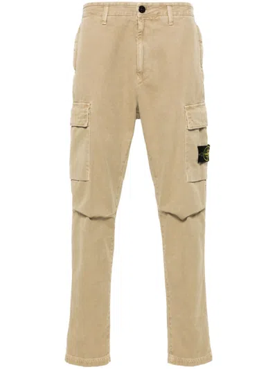 Stone Island Mens Desert Brand-badge Tapered-leg Regular-fit Stretch-cotton Trousers In Biscuit