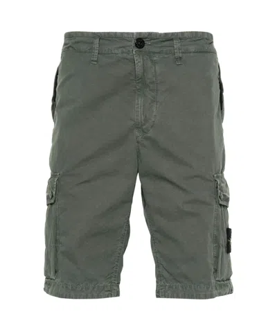 Stone Island Compass-badge Cargo Shorts In Black