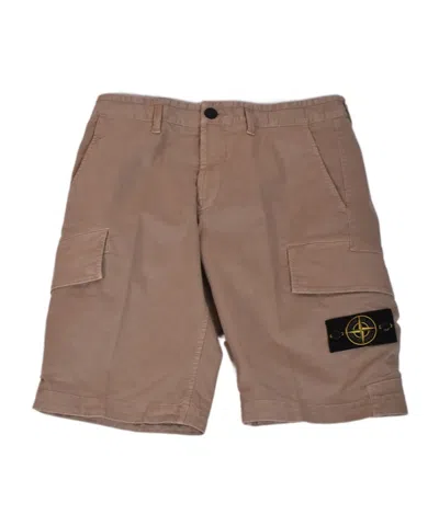 Stone Island Compass-badge Cargo Shorts In Brown