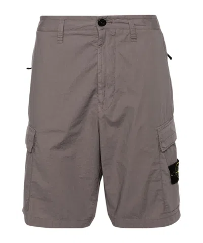 Stone Island Compass-badge Cargo Shorts In Gray